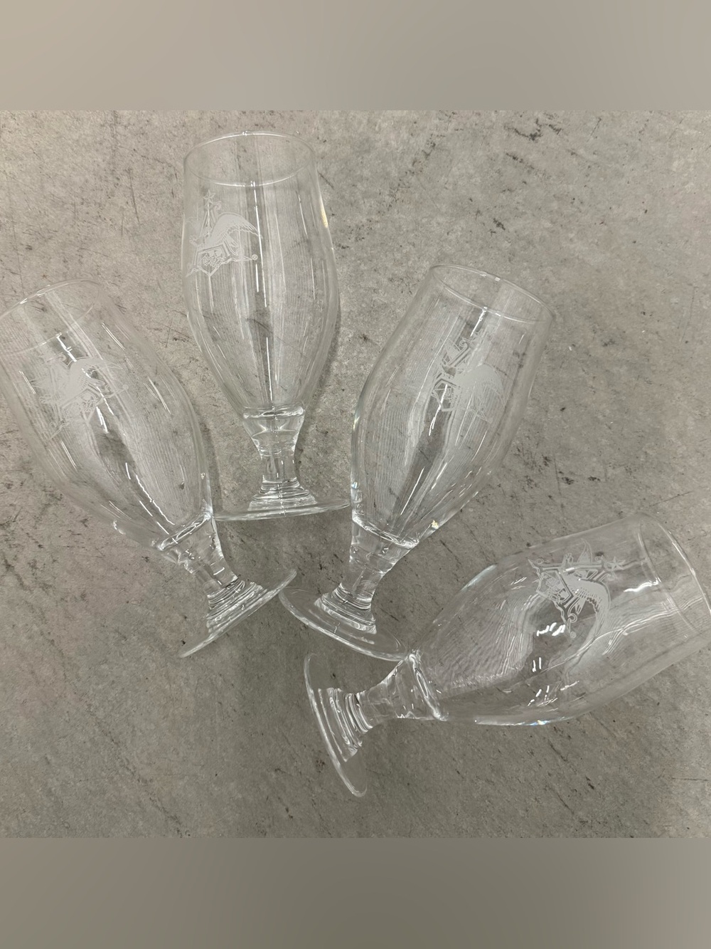 Set of 4 Anheuser Busch Pilsner Beer Glasses with Etched “A” with Eagle Logo